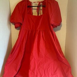 Draper James Red Puff-Sleeve Mini Dress